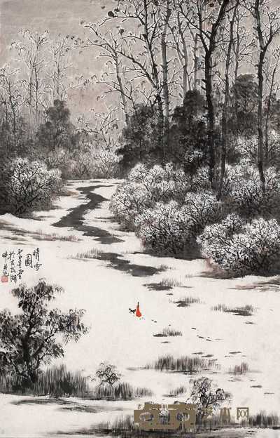 卢星堂 晴雪图 镜心 70×45.5cm